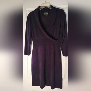 Connected Apparel Purple Asymmetrical Long Sleeve Dress